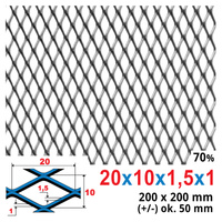Siatka cięto-ciągniona SUROWA 20 x 10 x 1,5 x 1 | ok. 200 x 200  mm
