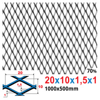 Siatka cięto-ciągniona SUROWA 20 x 10 x 1,5 x 1 | 1000 x 500 mm