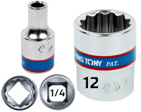 KING TONY Klucz nasadka KRÓTKA 1/4" 12-KĄTNA 12 mm 