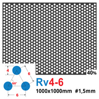 Blacha perforowana SUROWA OCZKO 4 mm PRZERWA 2 mm 1000 x 1000 mm Rv 4-6 Gr. 1,5 mm