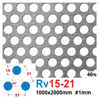 Blacha perforowana SUROWA OCZKO 15 mm PRZERWA 21 mm 1000 x 2000 mm Rv 15-21 Gr. 1 mm
