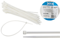 BM Opaska zaciskowa, kablowa, poliamidowa PA 6.6, BIAŁA | 370 x 4.8 mm op. 100 szt.