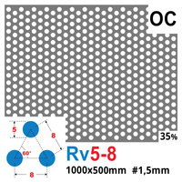 Blacha perforowana OCYNK OCZKO 5 mm PRZERWA 3 mm 1000 x 500 mm Rv 5-8 Gr. 1,5 mm
