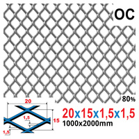 Siatka cięto-ciągniona OCYNK 20 x 15 x 1,5 x 1,5 | 1000 x 2000 mm