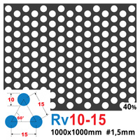 Blacha perforowana SUROWA OCZKO 10 mm PRZERWA 5 mm 1000 x 1000 mm Rv 10-15 Gr. 1,5 mm
