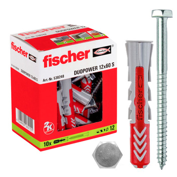 Kołki FISCHER DUOPOWER 12 x 60 S Z WKRĘTEM Op. 10 szt.