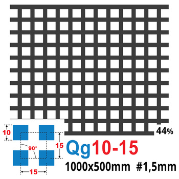 Blacha perforowana SUROWA 10X10 mm PRZERWA 5 mm 1000 x 500 mm Qg 10-15 Gr. 1,5 mm