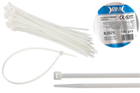 BM Opaska zaciskowa, kablowa, poliamidowa PA 6.6, BIAŁA | 200 x 2.5 mm op. 100 szt.