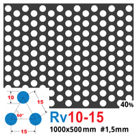 Blacha perforowana SUROWA OCZKO 10 mm PRZERWA 5 mm 1000 x 500 mm Rv 10-15 Gr. 1,5 mm