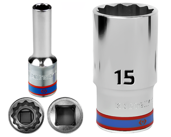 KING TONY Klucz nasadka DŁUGA 1/2" 12-KĄTNA 15 x 77 mm 