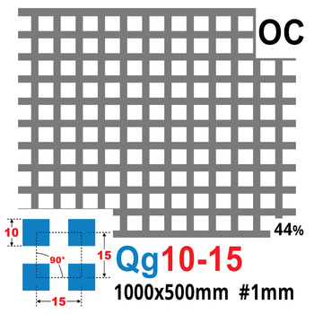 Blacha perforowana OCYNK 10X10 mm PRZERWA 5 mm 1000 x 500 mm Qg 10-15 Gr. 1 mm