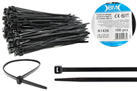 BM Opaska zaciskowa, kablowa, poliamidowa PA 6.6, CZARNA | 140 x 3.6 mm op. 100 szt.