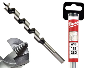 Milwaukee Wiertło kręte ŚWIDER do drewna | 18 x 155 / 230 mm