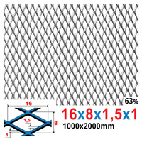 Siatka cięto-ciągniona SUROWA 16 x 8 x 1,5 x 1 | 1000 x 2000 mm
