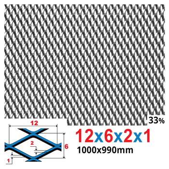 Siatka cięto-ciągniona SUROWA 12 x 6 x 2 x 1 | 1000 x 990 mm