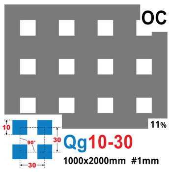 Blacha perforowana OCYNK 10X10 mm PRZERWA 20 mm 1000 x 2000 mm Qg 10-30 Gr. 1 mm