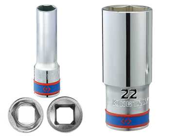 KING TONY Klucz nasadka DŁUGA 1/2" 6-KĄTNA 22 x 77 mm