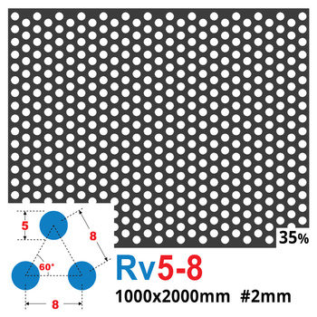 Blacha perforowana SUROWA OCZKO 5 mm PRZERWA 3 mm 1000 x 2000 mm Rv 5-8