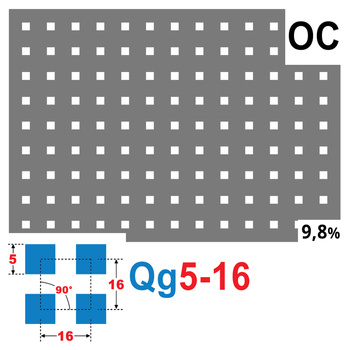 Blacha perforowana OCYNK 5X5 mm PRZERWA 11 mm 200 x 200 mm Qg 5-16 Gr. 1 mm