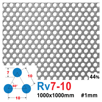 Blacha perforowana SUROWA OCZKO 7 mm PRZERWA 10 mm 1000 x 1000 mm Rv 7-10