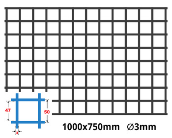 Siatka zgrzewana SUROWA 50 x 50 GR. 3 mm 1000 x 750 mm