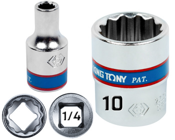KING TONY Klucz nasadka KRÓTKA 1/4" 12-KĄTNA 10 mm 