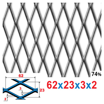 Siatka cięto-ciągniona SUROWA 62 x 23 x 3 x 2 | | ok. 200 x 200  mm