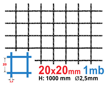 Siatka karbowana SUROWA 20 x 20 x 2,5 mm 1000 mm 