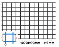 Siatka zgrzewana SUROWA 50 x 50 GR. 3 mm 1000 x 990 mm