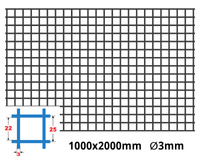 Siatka zgrzewana SUROWA 25 x 25 GR. 3 mm 1000 x 2000 mm