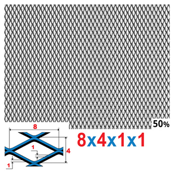 Siatka cięto-ciągniona SUROWA 8 x 4 x 1 x 1 | ok. 200 x 200 mm