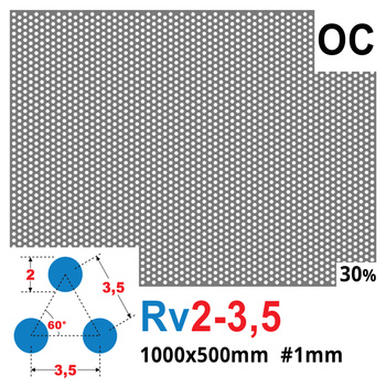 Blacha perforowana OCYNK OCZKO 2 mm PRZERWA 1,5 mm 1000 x 500 mm Rv 2-3,5 Gr. 1 mm