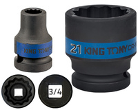 KING TONY Klucz nasadka UDAROWA KRÓTKA 3/4" 12-KĄTNA 21 x 50 mm