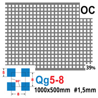 Blacha perforowana OCYNK 5X5 mm PRZERWA 3 mm 1000 x 500 mm Qg 5-8 Gr. 1,5 mm