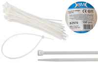 BM Opaska zaciskowa, kablowa, poliamidowa PA 6.6, BIAŁA | 300 x 7.6 mm op. 100 szt.